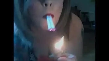 Play Bbw british mistress tina snua smokes 2 filterless cigarettes at the same time