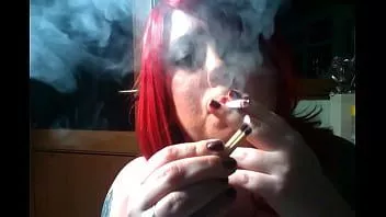 Play British bbw redhead domme tina snua chain smoking 2 120 cigarettes with match light up - cone & nose exhales - omi - drifting